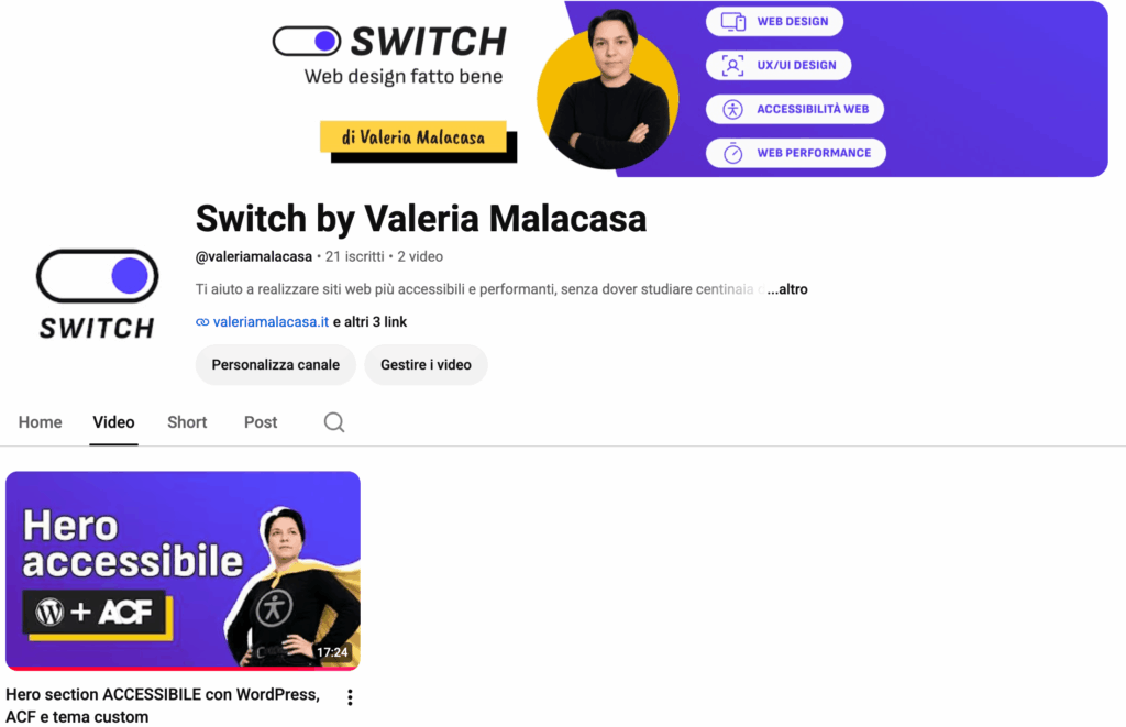 Vai al canale YouTube Switch by Valeria Malacasa